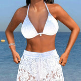 Lia | Elegantes einfarbiges Spitzen-Bikiniset