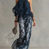 Sofia Halter Neck Top und bedruckte weite Hosen Set