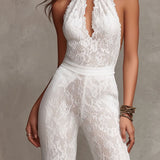 Isabella Key-Hole Spitze Halter Jumpsuit