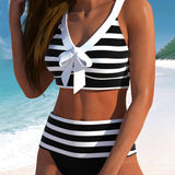 Maya | Gestreifter Bikini mit hoher Taille