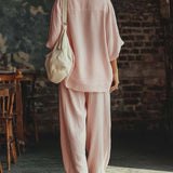 Samantha V-Ausschnitt Shirt und Hosen Set