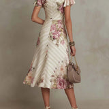 Alba | Elegantes Retro Floral Midi Kleid