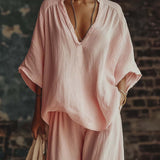 Samantha V-Ausschnitt Shirt und Hosen Set