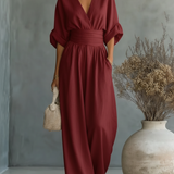 Maja | Eleganter V-Ausschnitt Hochtaillierter Jumpsuit