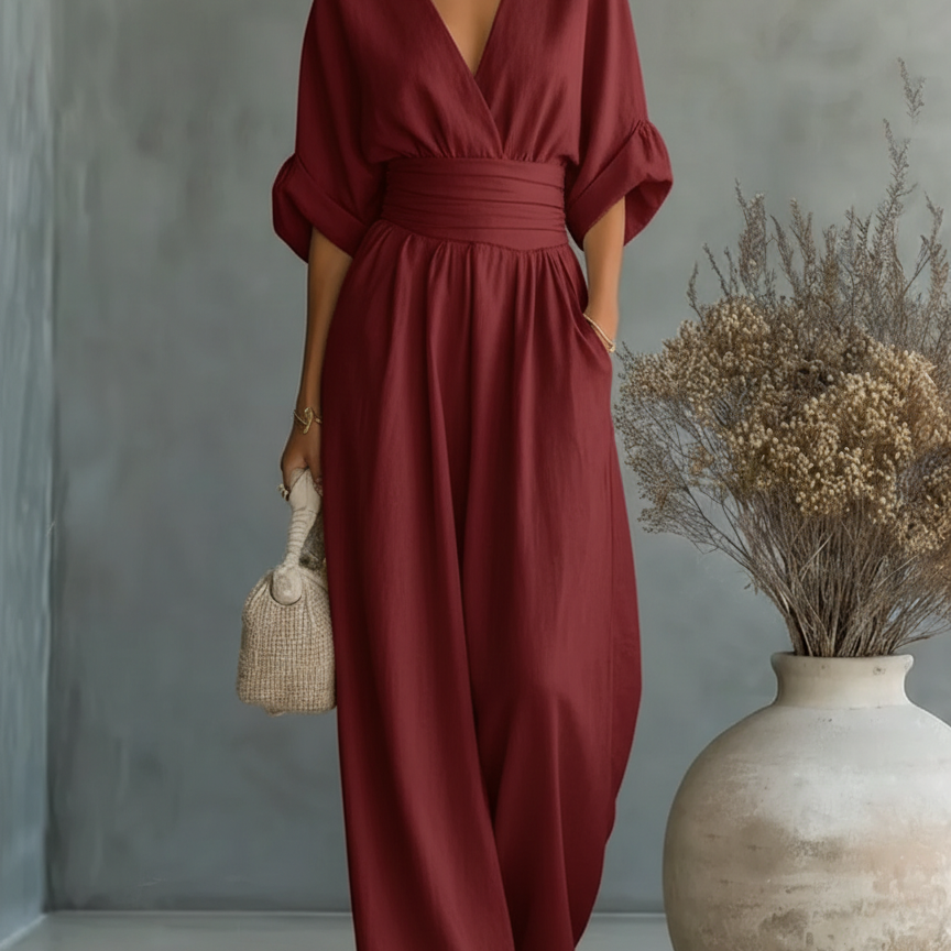 Alessia | Eleganter Jumpsuit mit V-Ausschnitt und Hoher Taille