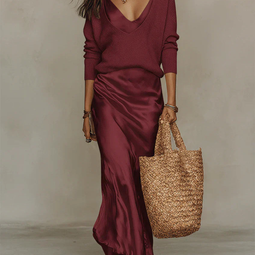 Elena | Midi-Kleid mit enthaltenem Pullover