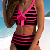 Maya | Gestreifter Bikini mit hoher Taille