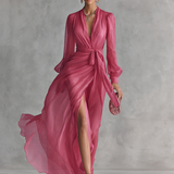 Roze Kleid V-Hals
