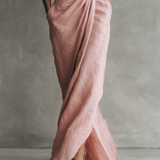 Rosa Maxi Kleid V-Hals