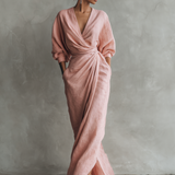 Rosa Maxi Kleid V-Hals