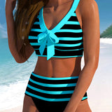 Maya | Gestreifter Bikini mit hoher Taille