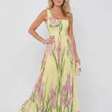 Ärmelloses Midi-Kleid mit Quadrat-Ausschnitt und eleganten Falten