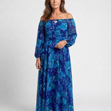 Aspen | Off-Shoulder Blumen-Maxi-Kleid