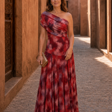 Zarephine | Maxikleid mit Wasserfarben-Print und einem Schulterträger