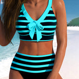 Maya | Gestreifter Bikini mit hoher Taille
