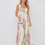 Ärmelloses Midi-Kleid mit Quadrat-Ausschnitt und eleganten Falten