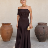 Valerinne | Off-Shoulder Drapiertes Oberteil Fließendes Maxikleid