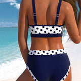 Liesbeth | Hoch taillierter Punkte-Bikini mit Patchwork-Design