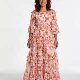 Rosalie | Off-Shoulder Floral Ruffle Tiered Maxi-Kleid