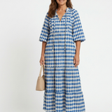 Elodie | Kleid mit Diamantmuster und Stufenrock