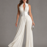 Zakira | Plissierter Halter-Neck Jumpsuit mit weitem Bein