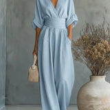 Maja | Eleganter V-Ausschnitt Hochtaillierter Jumpsuit