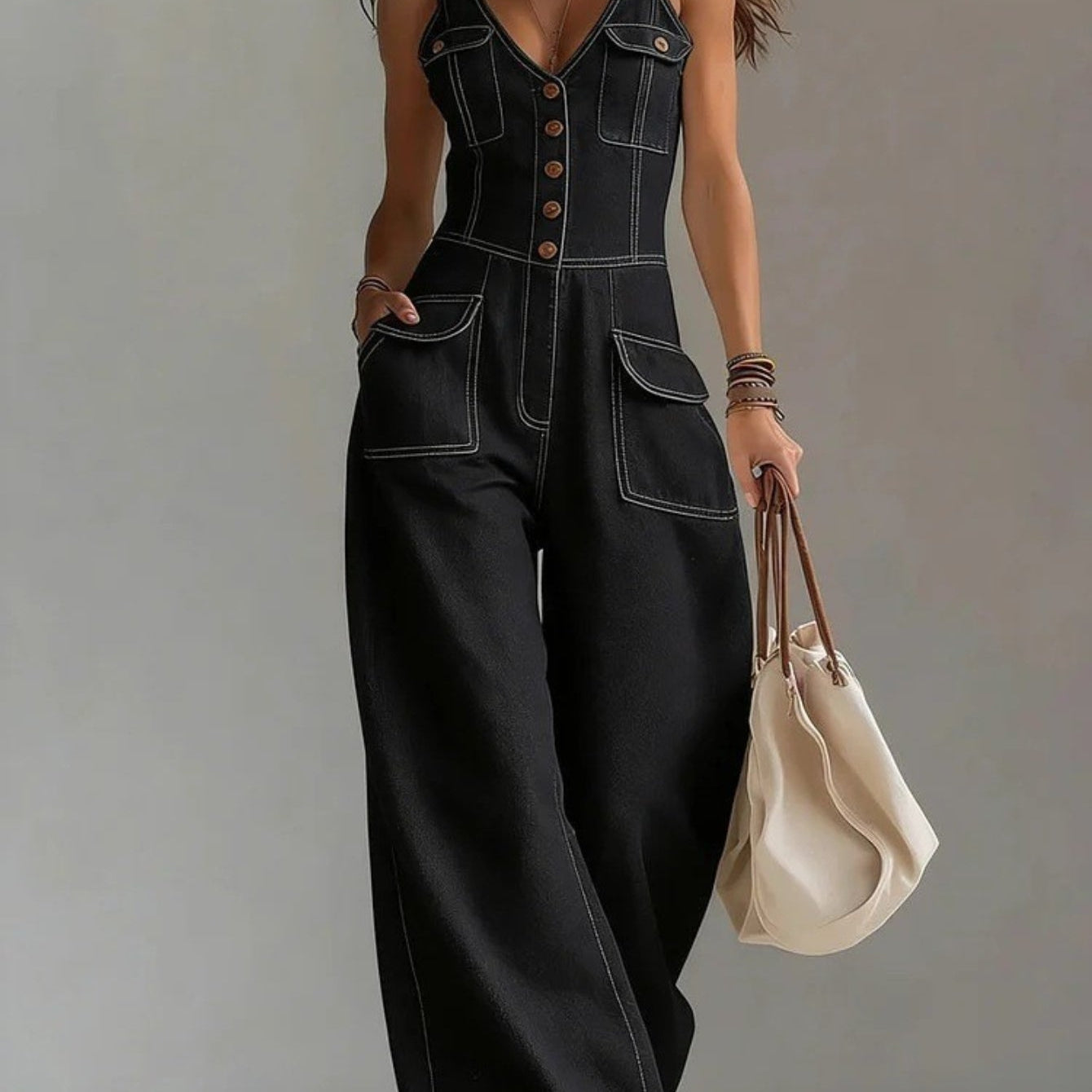 Claire | Damen V-Ausschnitt Jumpsuit