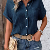 Emery | Texturierte Button-Up Sommerbluse