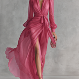 Roze Kleid V-Hals
