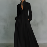 Sita | Maxi Minikleid mit Patchwork, hohem Kragen und langen Ärmeln