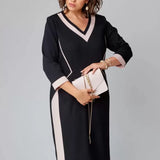 Alexa™ Elegantes V-Ausschnitt Kleid