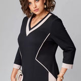 Alexa™ Elegantes V-Ausschnitt Kleid