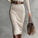 Midi Kleid V-Ausschnitt Slim Fit