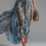 Selvaggia | Leopardenmuster Off-Shoulder Maxi Kleid