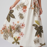 Wiese | Drapiertes Halterneck Botanisches Panel Maxikleid