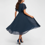 Clarissa™ Fließendes V-Ausschnitt Maxikleid