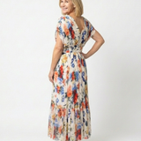 Savannah | Kurzes, ärmelloses, plissiertes Midi-Kleid