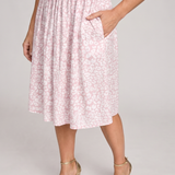 Leneva | Kleid mit quadratischem Ausschnitt und Blumenmuster in knielanger Länge