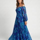 Aspen | Off-Shoulder Blumen-Maxi-Kleid