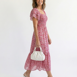 Odette | Off-Shoulder Blumen Smocked Midi Kleid