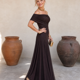 Valerinne | Off-Shoulder Drapiertes Oberteil Fließendes Maxikleid