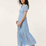 Brielle | V-Ausschnitt Kurzarm Tiered Midi Kleid