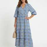Elodie | Kleid mit Diamantmuster und Stufenrock