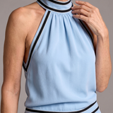 Zephyrine | Jumpsuit mit Kontrastbesatz und weit geschnittenem Bein