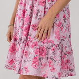 Rosabelle | Spaghettiträger Blumendruck Kleid in Knielänge
