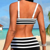 Maya | Gestreifter Bikini mit hoher Taille