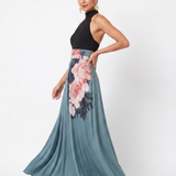 Olympas | Halter-Bodice Blumenmuster Maxi-Kleid