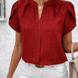 Delilah | Bluse mit Petalärmeln und V-Ausschnitt