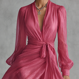 Roze Kleid V-Hals