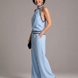 Zephyrine | Jumpsuit mit Kontrastbesatz und weit geschnittenem Bein